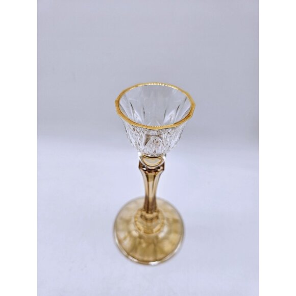 Elegant Yellow And Clear Pair Crystal Candlestick Holders Vintage Holidays Boho - Picture 6 of 10